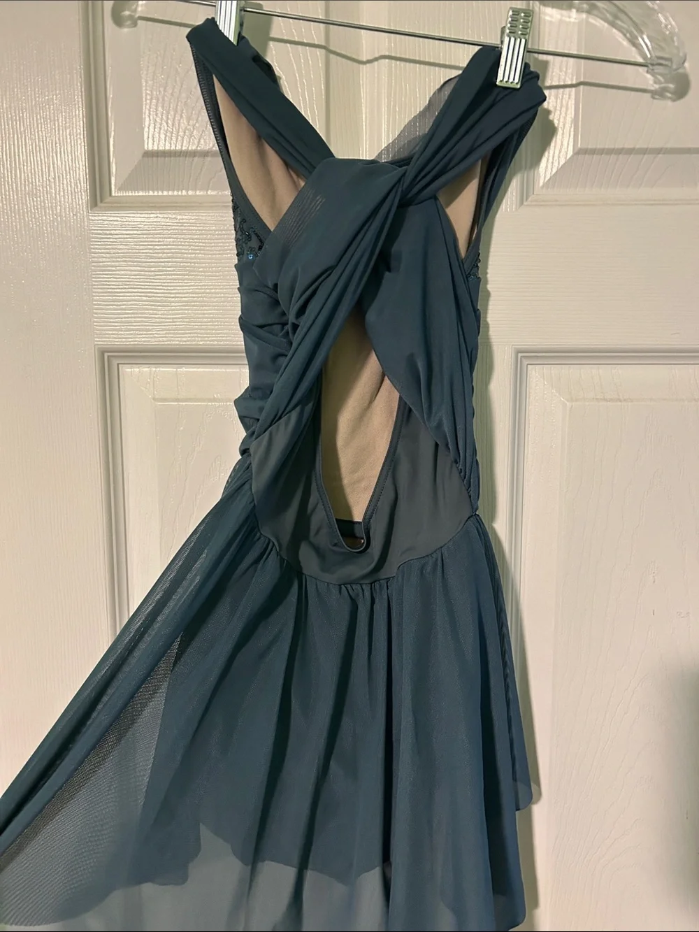 balera Teal Chiffon Dance Costume with Sequin Accent
